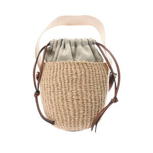 Chloe Woody Basket White Leather Fairtrade Paper Bag